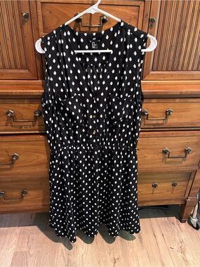 H&M Black Dress with White Dot Print
